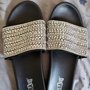 Black and bling slides